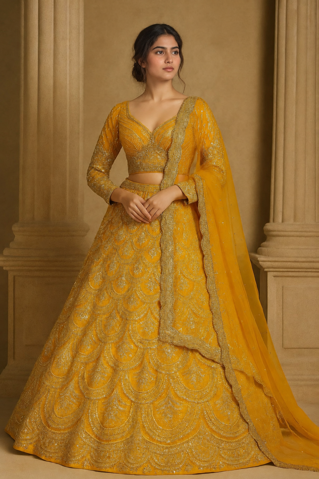 Golden designer lehenga