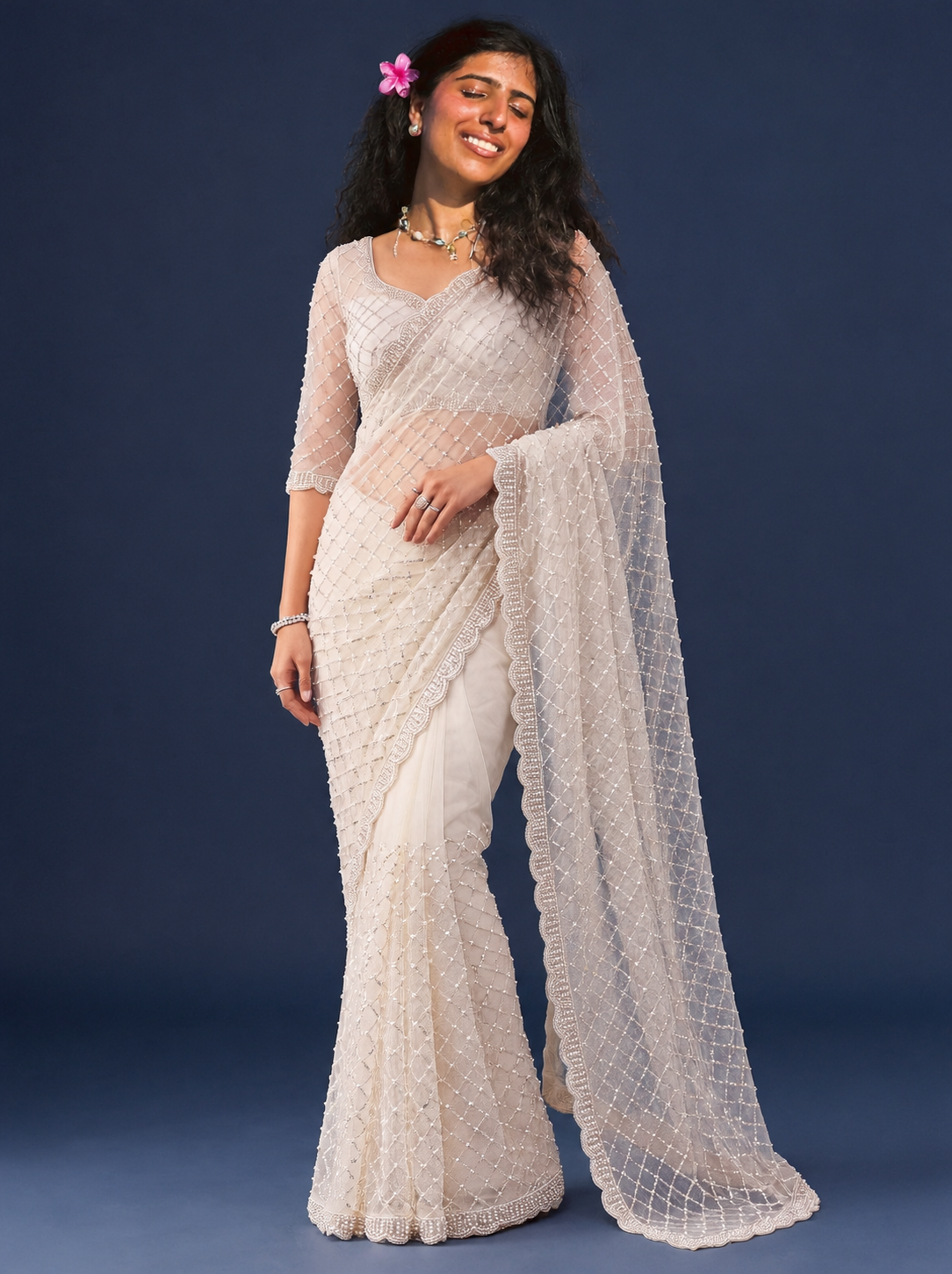 Elegant ivory saree collection